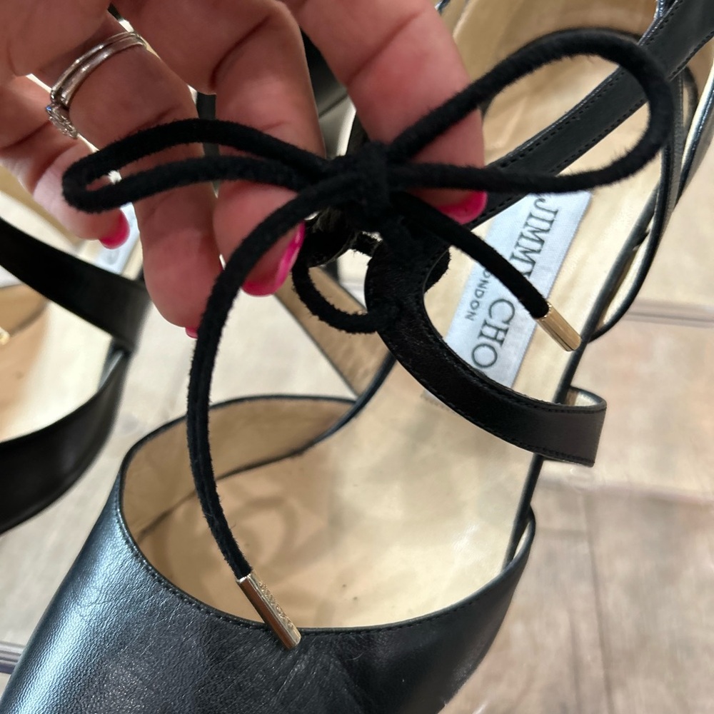 Jimmy Choo black leather heels.  So cute. - Picture 7 of 9